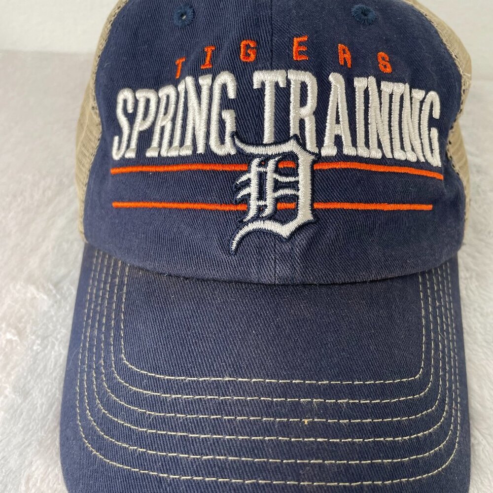 Detroit Tigers '47 Four Stroke Clean Up Trucker Snapback Hat - Navy/Tan